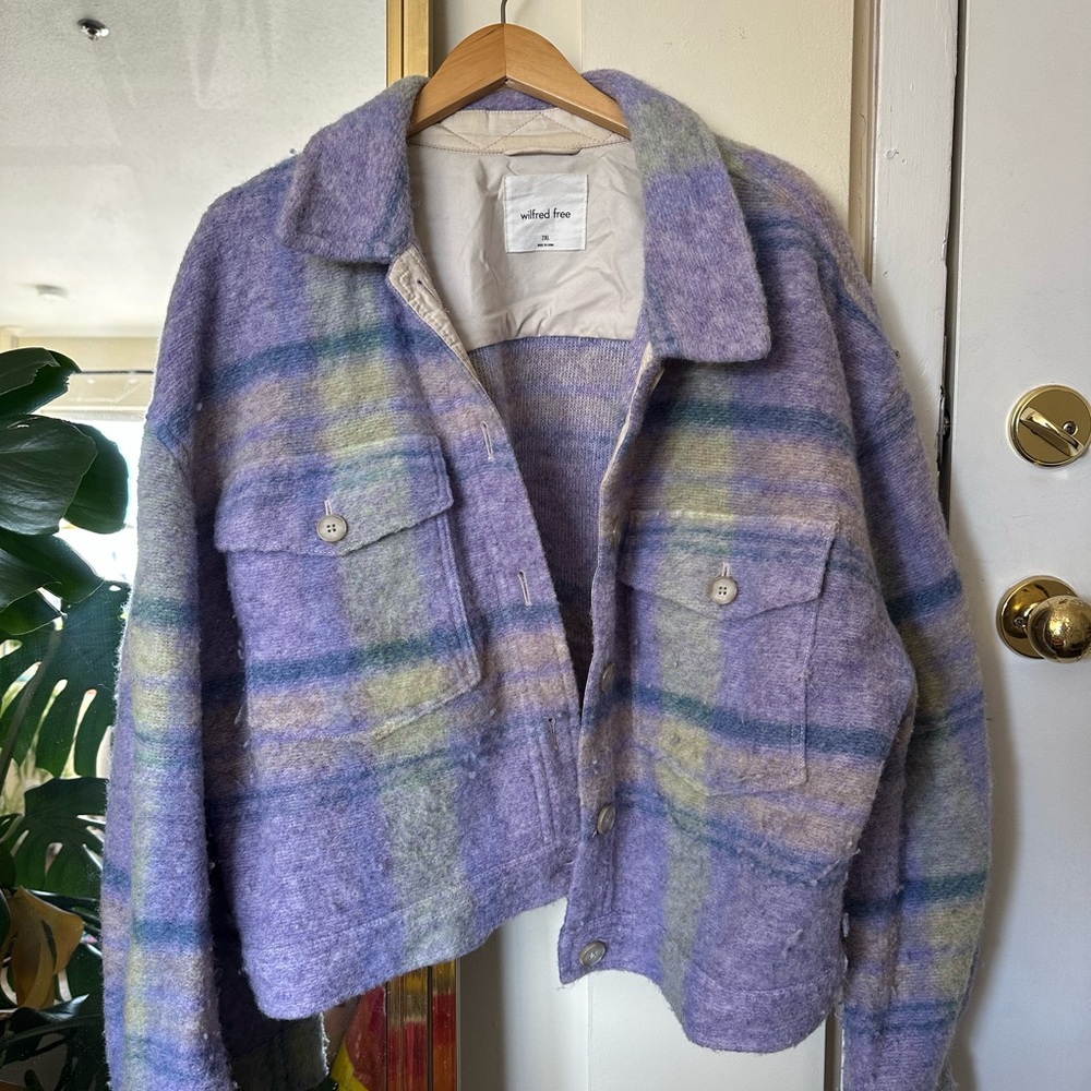 Aritzia/Wilfred Free Women's Purple Plaid Jacket